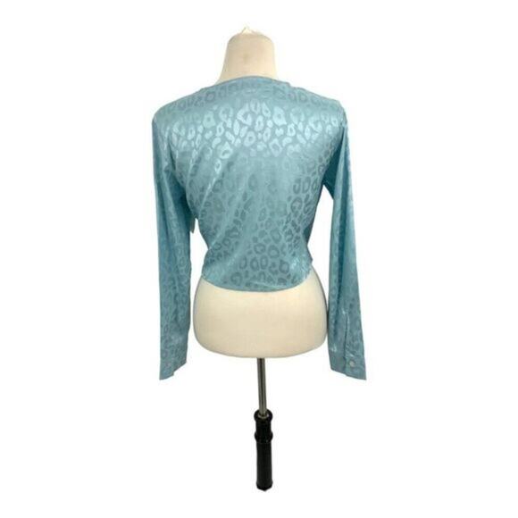 Something New Mia Satin Long Sleeve Wrap Top Blue Size Medium NWOT $40 MSRP - Picture 8 of 8